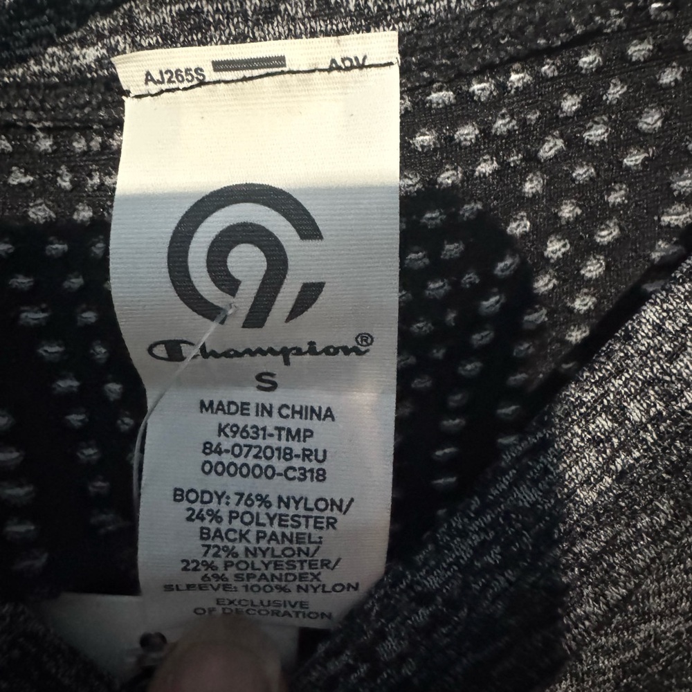 Champion Black and Gray Patterned Top Duo Dry Shirt Size S - Picture 4 of 4